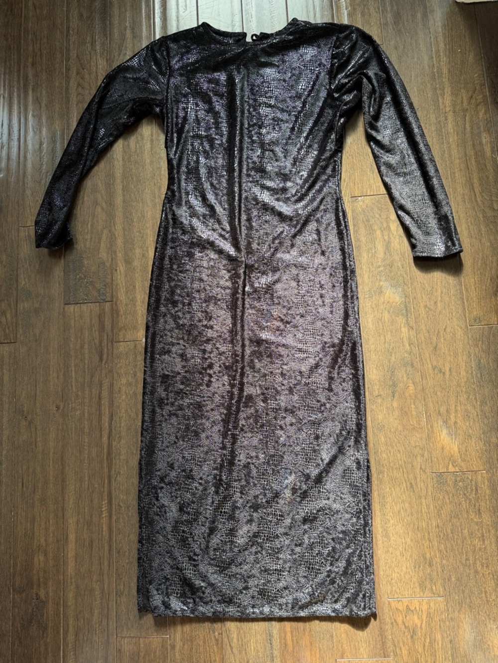 Long Sleeve Black Snake print Sparkle Bodycon Dress with stretch
